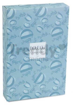 Plüss nyuszi dédelgetéshez kendővel Bunny with a Comforter Blue Doudou et Compagnie ajándékcsomagolásban kék 10 cm 0 hó-tól
