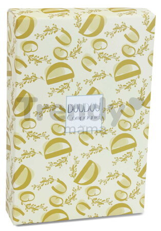 Plüss nyuszi dédelgetéshez kendővel Bunny with a Comforter Ochre Doudou et Compagnie ajándékcsomagolásban sárga 10 cm 0 hó-tól