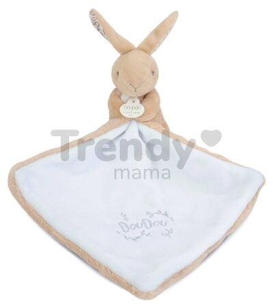 Plüss nyuszi dédelgetéshez kendővel Bunny with a Comforter Beige Doudou et Compagnie ajándékcsomagolásban bézs 10 cm 0 hó-tól