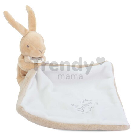 Plüss nyuszi dédelgetéshez kendővel Bunny with a Comforter Beige Doudou et Compagnie ajándékcsomagolásban bézs 10 cm 0 hó-tól