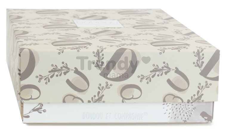 Plüss nyuszi dédelgetéshez kendővel Bunny with a Comforter Beige Doudou et Compagnie ajándékcsomagolásban bézs 10 cm 0 hó-tól