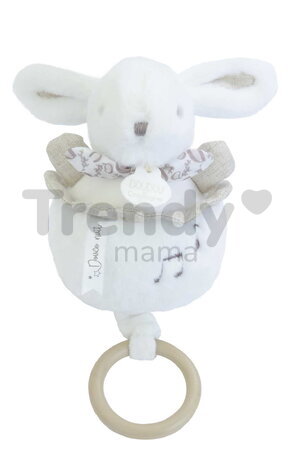 Plyšový zajačik s melódiou Lapin Doudou Music Box White Doudou et Compagnie v darčekovom balení biely 20 cm od 0 mes