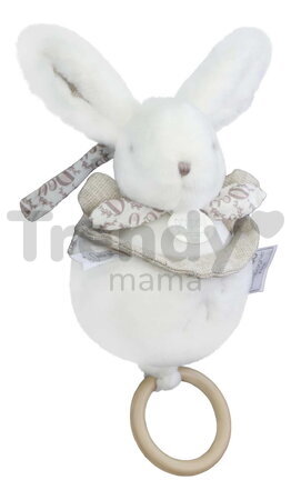 Plyšový zajačik s melódiou Lapin Doudou Music Box White Doudou et Compagnie v darčekovom balení biely 20 cm od 0 mes
