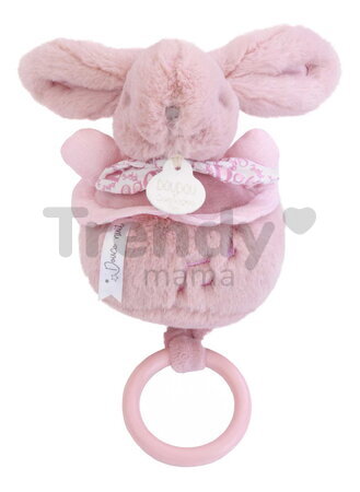 Plyšový zajačik s melódiou Lapin Doudou Music Box Pink Doudou et Compagnie v darčekovom balení ružový 20 cm od 0 mes