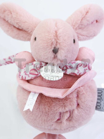 Plyšový zajačik s melódiou Lapin Doudou Music Box Pink Doudou et Compagnie v darčekovom balení ružový 20 cm od 0 mes