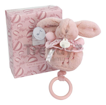 Plyšový zajačik s melódiou Lapin Doudou Music Box Pink Doudou et Compagnie v darčekovom balení ružový 20 cm od 0 mes