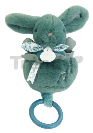 Plyšový zajačik s melódiou Lapin Doudou Music Box Green Doudou et Compagnie v darčekovom balení zelený 20 cm od 0 mes