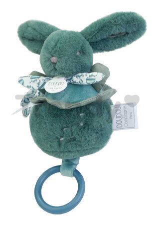 Plyšový zajačik s melódiou Lapin Doudou Music Box Green Doudou et Compagnie v darčekovom balení zelený 20 cm od 0 mes