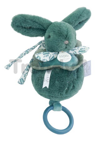 Plyšový zajačik s melódiou Lapin Doudou Music Box Green Doudou et Compagnie v darčekovom balení zelený 20 cm od 0 mes
