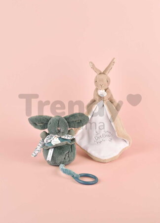 Plyšový zajačik s melódiou Lapin Doudou Music Box Green Doudou et Compagnie v darčekovom balení zelený 20 cm od 0 mes