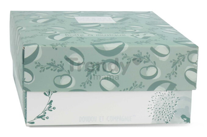 Plyšový zajačik s melódiou Lapin Doudou Music Box Green Doudou et Compagnie v darčekovom balení zelený 20 cm od 0 mes