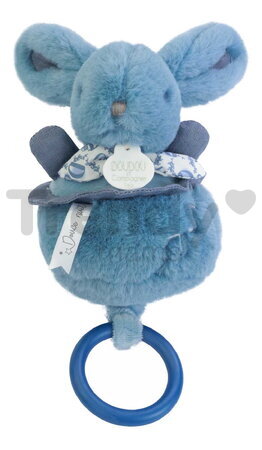 Plyšový zajačik s melódiou Lapin Doudou Music Box Blue Doudou et Compagnie v darčekovom balení modrý 20 cm od 0 mes