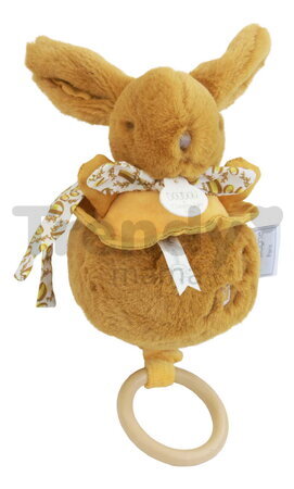 Plyšový zajačik s melódiou Lapin Doudou Music Box Ochre Doudou et Compagnie v darčekovom balení žltý 20 cm od 0 mes