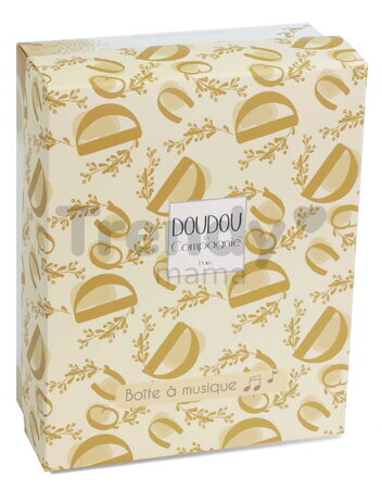 Plyšový zajačik s melódiou Lapin Doudou Music Box Ochre Doudou et Compagnie v darčekovom balení žltý 20 cm od 0 mes
