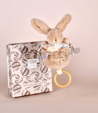Plyšový zajačik s melódiou Lapin Doudou Music Box Beige Doudou et Compagnie v darčekovom balení béžový 20 cm od 0 mes