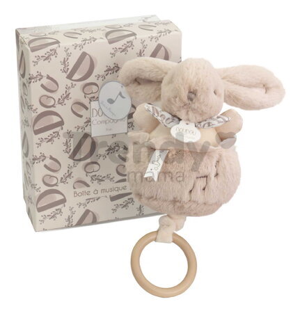 Plyšový zajačik s melódiou Lapin Doudou Music Box Beige Doudou et Compagnie v darčekovom balení béžový 20 cm od 0 mes