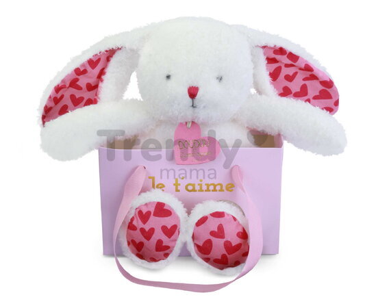 Plyšový zajačik Bunny Je T'aime Doudou et Compagnie v darčekovej taške biely 25 cm od 0 mes DC4372