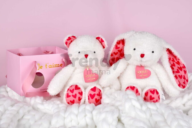 Plyšový medvedík Bear Je T'aime Doudou et Compagnie v darčekovej taške biely 25 cm od 0 mes DC4373