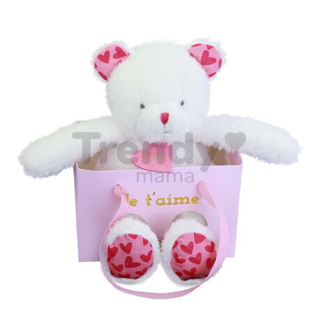 Plyšový medvedík Bear Je T'aime Doudou et Compagnie v darčekovej taške biely 25 cm od 0 mes DC4373