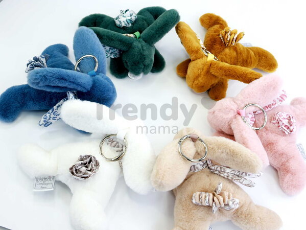 Plyšový zajačik prívesok na kľúče Keyring Bag Charm Doudou et Compagnie viac farieb od 24 mes DC4374