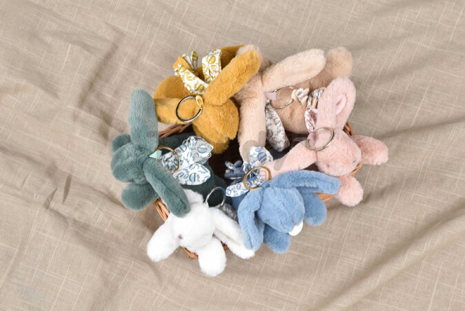 Plyšový zajačik prívesok na kľúče Keyring Bag Charm Doudou et Compagnie viac farieb od 24 mes DC4374