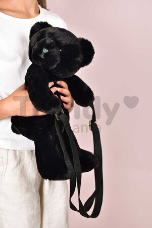 Plyšový crossbody vak medvedík Black Bear Bag Doudou et Compagnie s popruhom čierny 30 cm od 24 mes DC4377