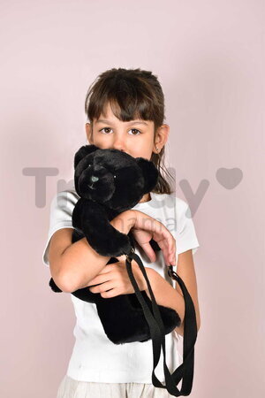 Plyšový crossbody vak medvedík Black Bear Bag Doudou et Compagnie s popruhom čierny 30 cm od 24 mes DC4377