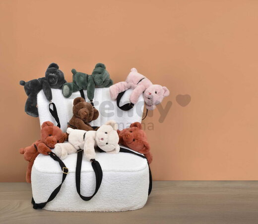Plyšový crossbody vak medvedík Ivory Bear Bag Doudou et Compagnie s popruhom biely 30 cm od 24 mes DC4378