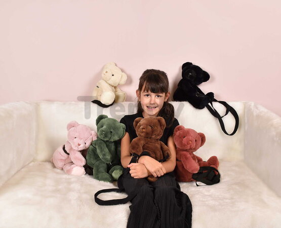 Plyšový crossbody vak medvedík Ivory Bear Bag Doudou et Compagnie s popruhom biely 30 cm od 24 mes DC4378
