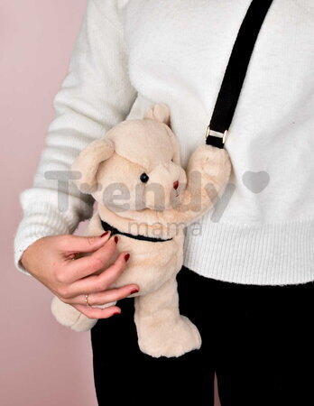 Plyšový crossbody vak medvedík Ivory Bear Bag Doudou et Compagnie s popruhom biely 30 cm od 24 mes DC4378