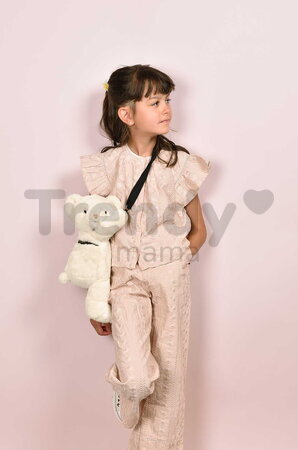 Plyšový crossbody vak medvedík Ivory Bear Bag Doudou et Compagnie s popruhom biely 30 cm od 24 mes DC4378