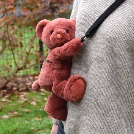 Plyšový crossbody vak medvedík Terracotta Bear Bag Doudou et Compagnie s popruhom oranžový 30 cm od 24 mes DC4379