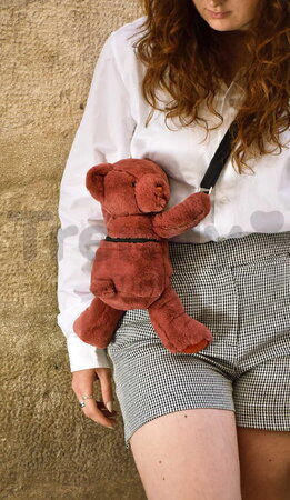 Plyšový crossbody vak medvedík Terracotta Bear Bag Doudou et Compagnie s popruhom oranžový 30 cm od 24 mes DC4379