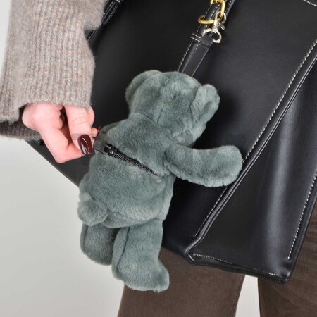 Plyšový medvedík prívesok na kľúče Khaki Bear Bag Charm Doudou et Compagnie zelený 20 cm od 24 mes DC4383