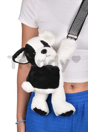 Plyšový crossbody vak psík Bag Dog Black & White Doudou et Compagnie s popruhom čierno-biely 30 cm DC4564