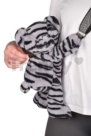 Plyšový crossbody vak zebra Bag Zebra Doudou et Compagnie s popruhom čierno-biely 30 cm DC4565