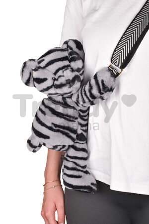 Plyšový crossbody vak zebra Bag Zebra Doudou et Compagnie s popruhom čierno-biely 30 cm DC4565