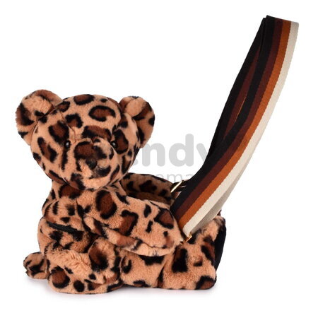 Plyšový crossbody vak leopard Bag Leopard Doudou et Compagnie s popruhom hnedý 30 cm DC4566