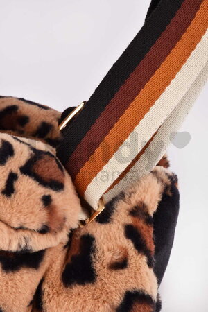 Plyšový crossbody vak leopard Bag Leopard Doudou et Compagnie s popruhom hnedý 30 cm DC4566