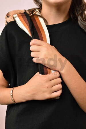 Plyšový crossbody vak leopard Bag Leopard Doudou et Compagnie s popruhom hnedý 30 cm DC4566