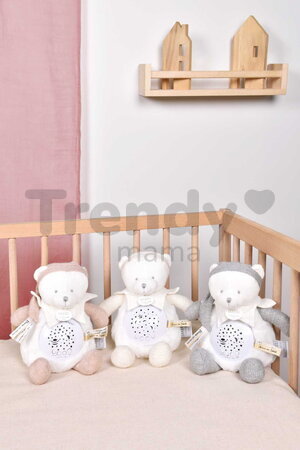 Plyšový medvedík Doudou 25 Years Musical Night Light Star Projector Grey Doudou et Compagnie so svetlom hudbou a bielym šumom sivý 19 cm od 0 mes