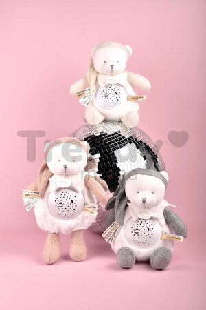 Plyšový medvedík Doudou 25 Years Musical Night Light Star Projector Grey Doudou et Compagnie so svetlom hudbou a bielym šumom sivý 19 cm od 0 mes
