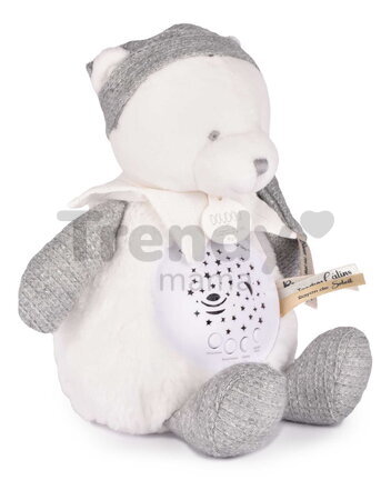 Plyšový medvedík Doudou 25 Years Musical Night Light Star Projector Grey Doudou et Compagnie so svetlom hudbou a bielym šumom sivý 19 cm od 0 mes