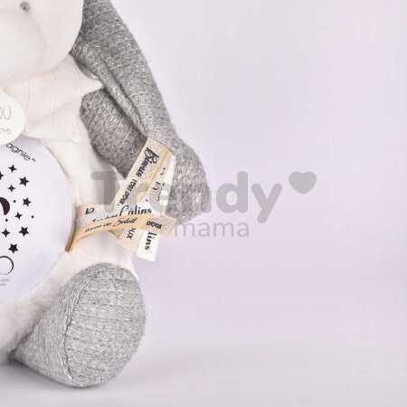Plyšový medvedík Doudou 25 Years Musical Night Light Star Projector Grey Doudou et Compagnie so svetlom hudbou a bielym šumom sivý 19 cm od 0 mes