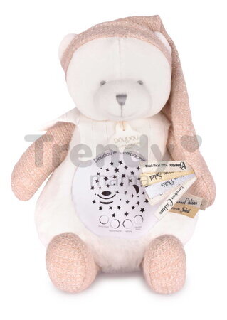 Plyšový medvedík Doudou 25 Years Musical Night Light Star Projector Pink Doudou et Compagnie so svetlom hudbou a bielym šumom ružový 19 cm od 0 mes