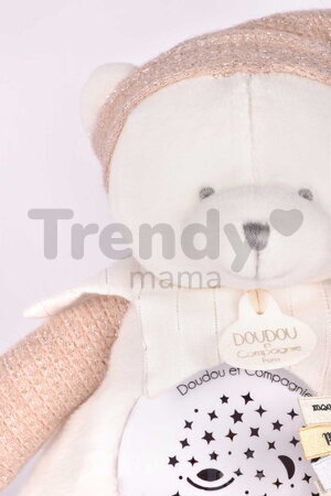 Plyšový medvedík Doudou 25 Years Musical Night Light Star Projector Pink Doudou et Compagnie so svetlom hudbou a bielym šumom ružový 19 cm od 0 mes