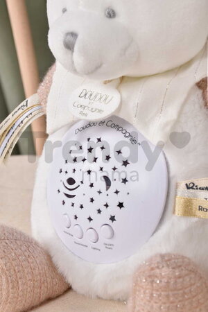 Plyšový medvedík Doudou 25 Years Musical Night Light Star Projector Pink Doudou et Compagnie so svetlom hudbou a bielym šumom ružový 19 cm od 0 mes