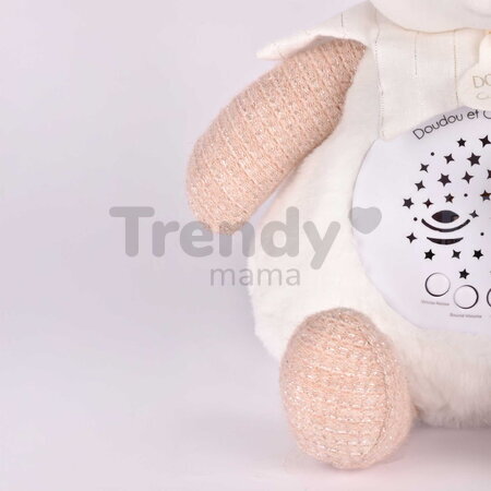 Plyšový medvedík Doudou 25 Years Musical Night Light Star Projector Pink Doudou et Compagnie so svetlom hudbou a bielym šumom ružový 19 cm od 0 mes