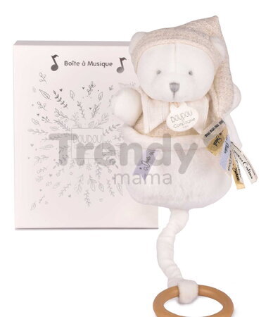 Plyšový medvedík s melódiou Doudou 25 Years Music Box Beige Doudou et Compagnie narodeninová edícia béžový 20 cm od 0 mes