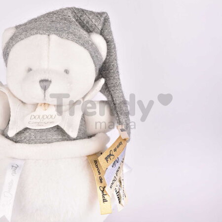 Plyšový medvedík s melódiou Doudou 25 Years Music Box Grey Doudou et Compagnie narodeninová edícia sivý 20 cm od 0 mes